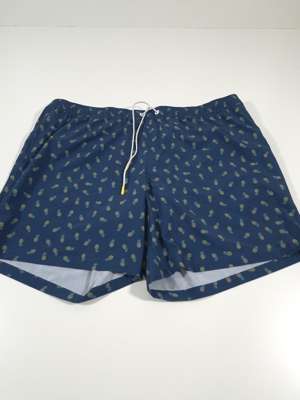 Bonobos Swim Trunks Shorts Mens 2XL Dark Blue Pineapple Print 7" Inseam